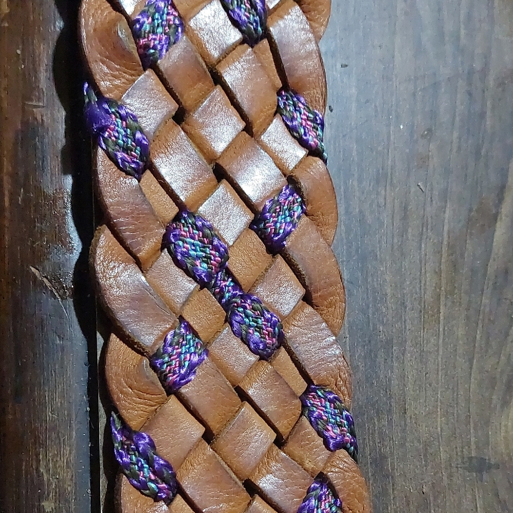 Elegant Brown and Purple Braided Women's Belt